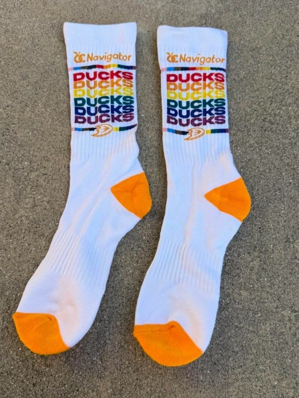 Anaheim Ducks Pride Rainbow Athletic Socks NWOT One Size Unisex